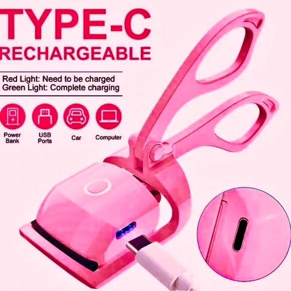 Bliss Heated Eyelash Curler in Hot Pink Rechargeable NIB - Picture 8 of 11
